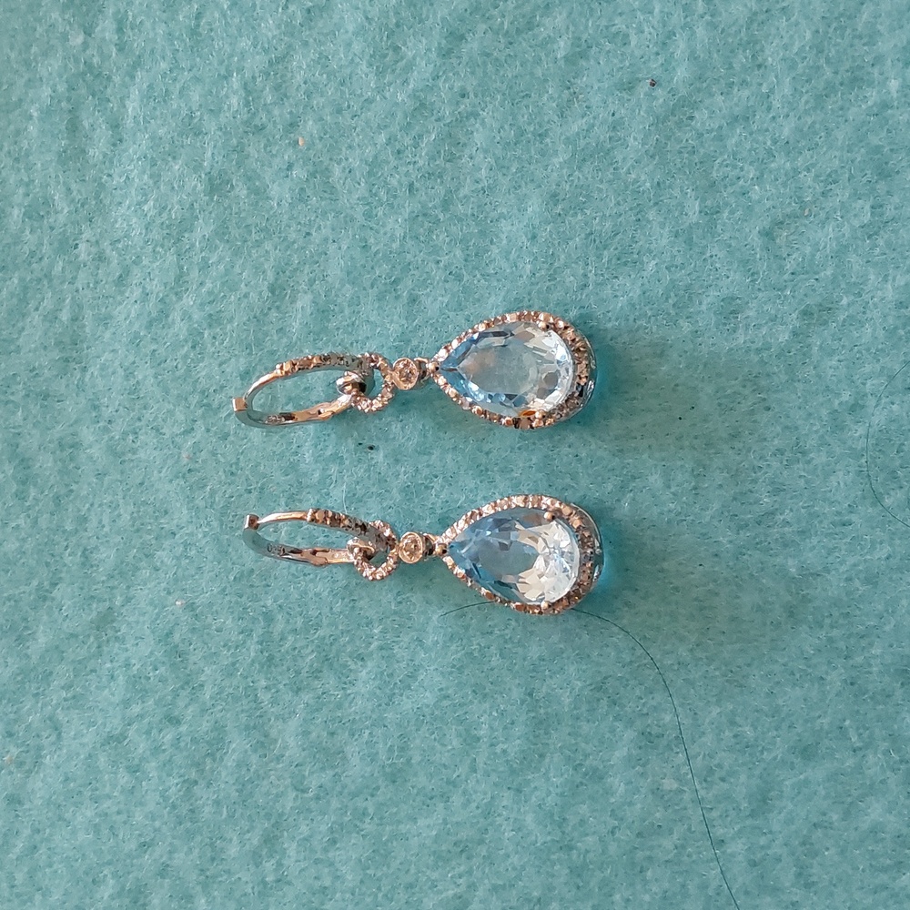 Sterling Silver Genuine Blue Topaz and Diamond accent Earrings